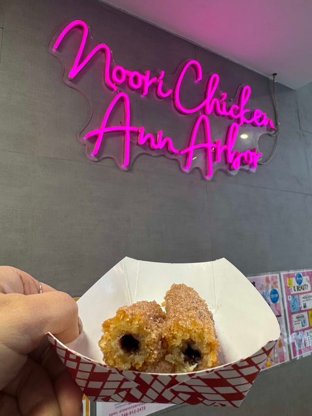 Caramel Filled Churro with Cinnamon Sugar.