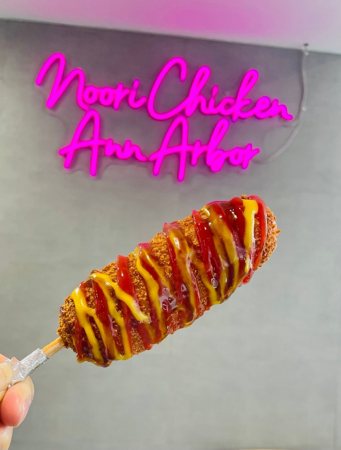 Korean Corn Dog - Fish Cake Sausage and Mozzarella Inside.