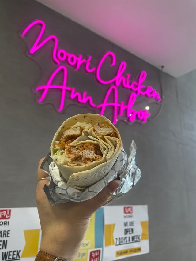 Crispy Chicken Wrap with Gochujang Sauce.