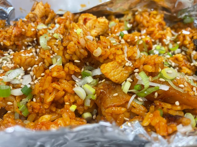 Kimchi Fried Rice with Chicken.
