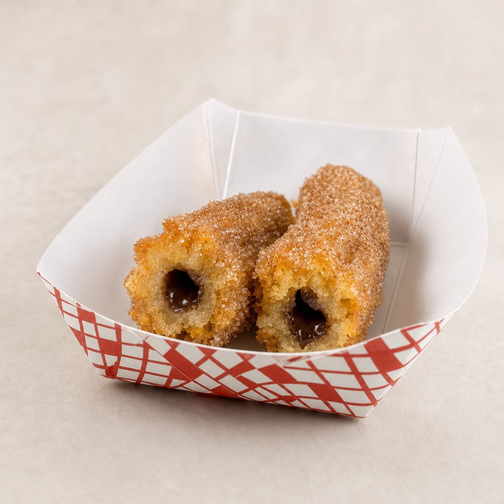 Caramel Filled Churro with Cinnamon Sugar.