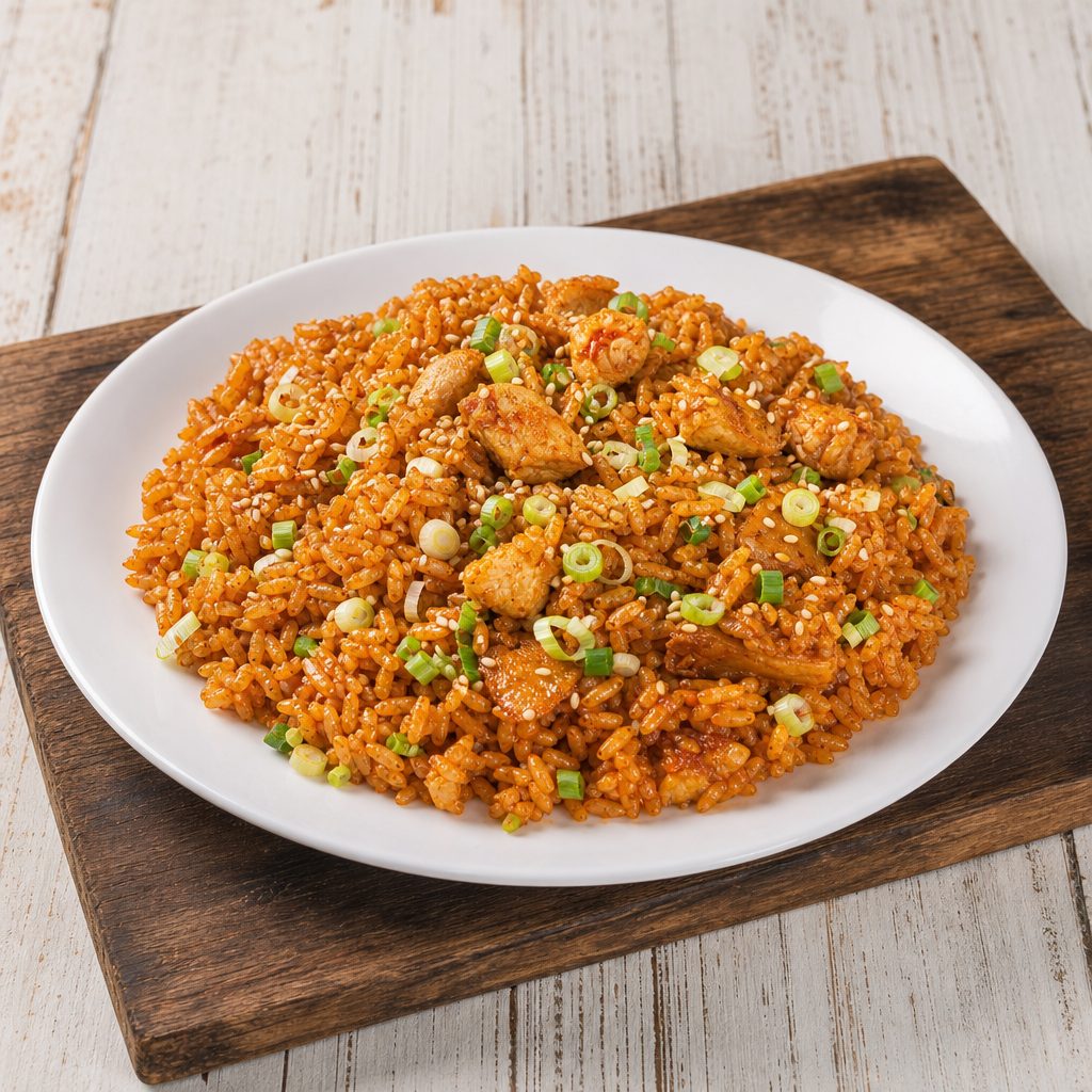 Kimchi Fried Rice with Chicken.
